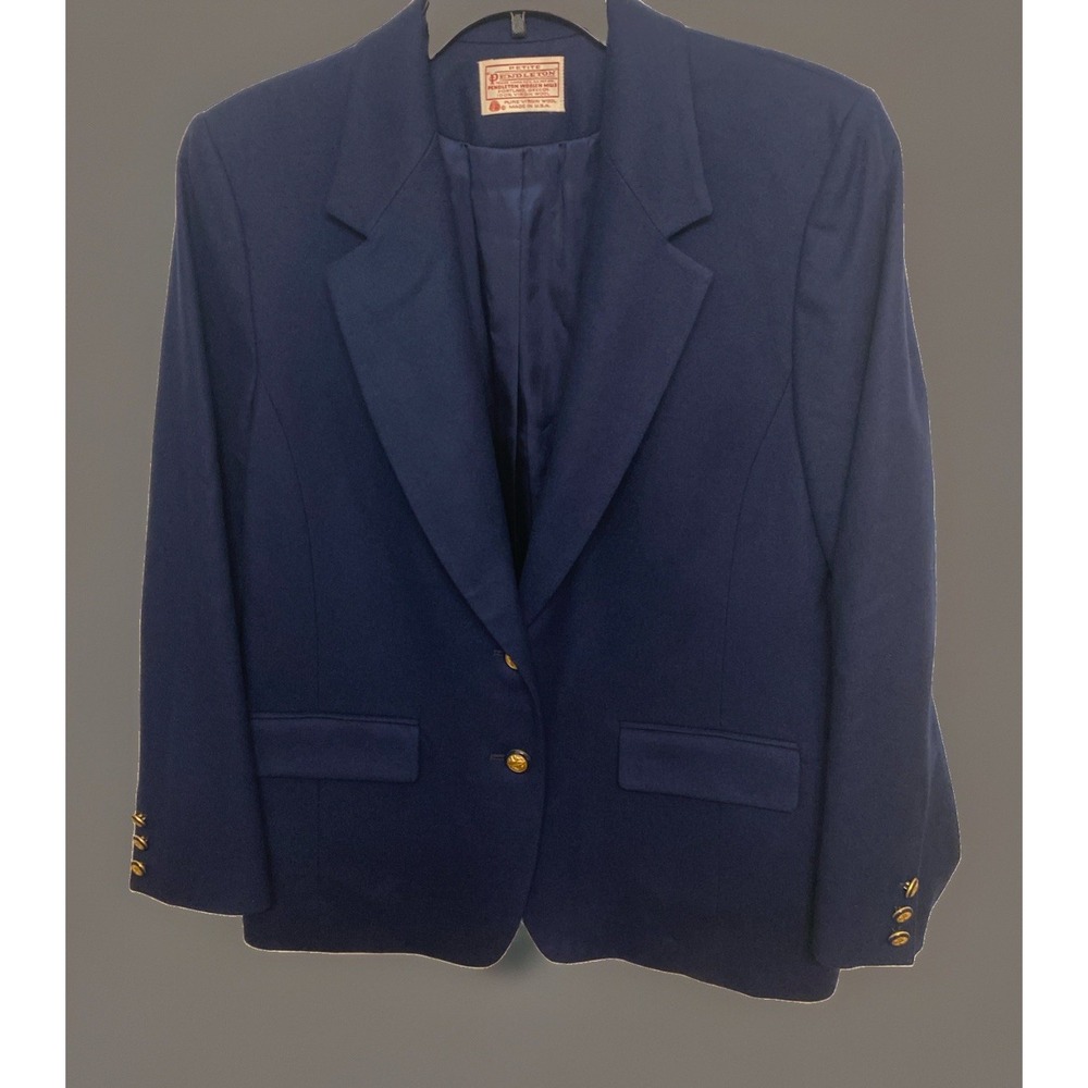 VTG Pendleton Women's Size 12P 100% Virgin Wool Blazer Career Academia Gold 80's